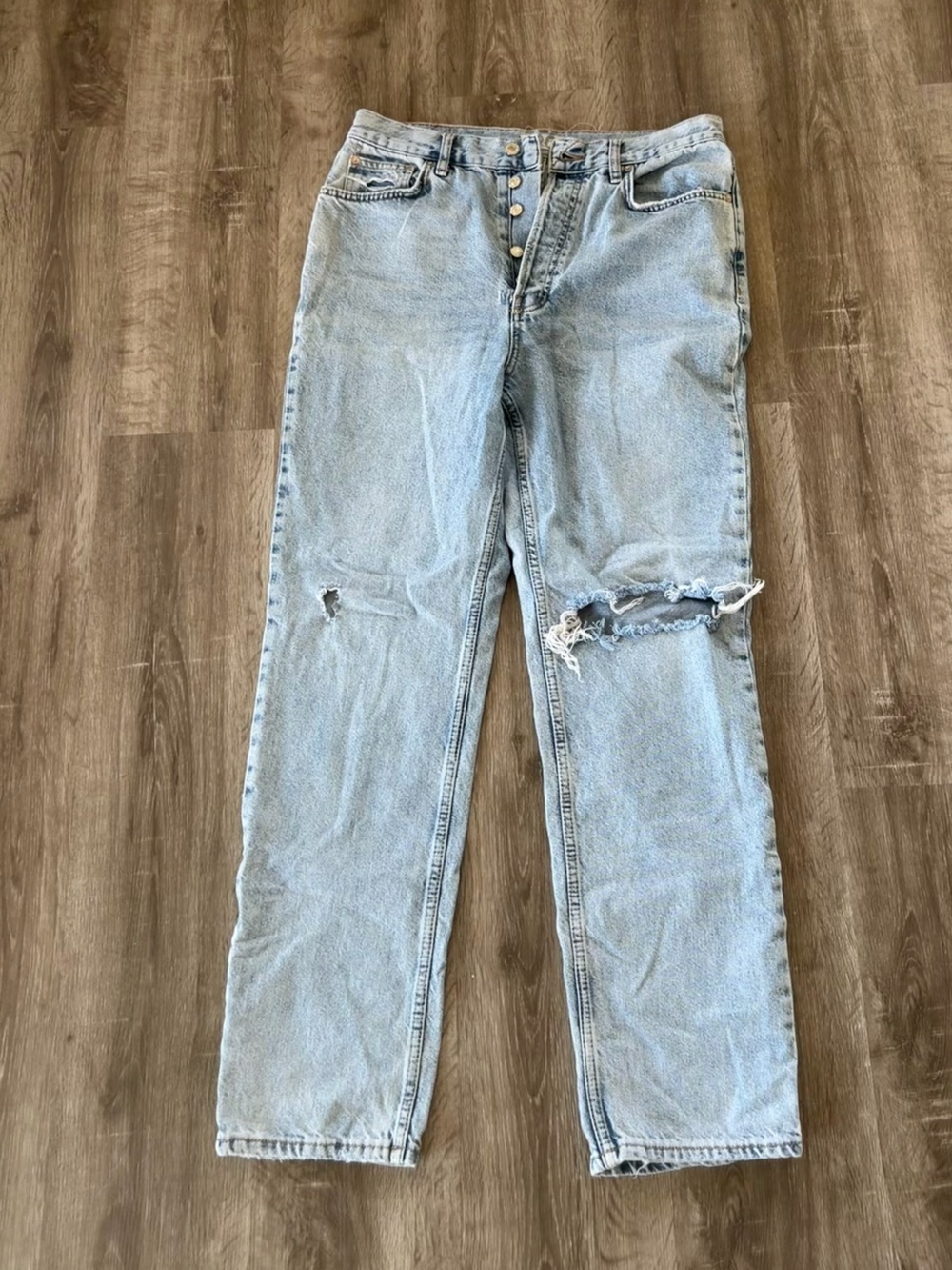 Free People High Waisted Straight Leg Jeans, size 30
